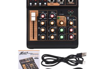 Audio Mixer Portable 4-Channel DJ Mixer Console Mini Sound Mixing Board YWEP