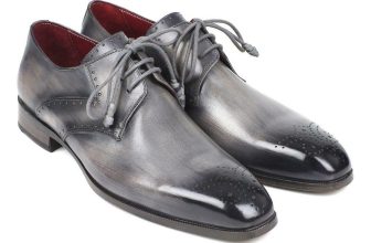 Paul Parkman Mens Shoes Derby Gray Grey Medallion Toe Laces Handmade 6584-GRY