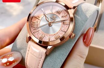 OLEVS Quartz Womens Watch Flowing Crystal Design Roman Numeral Scale Waterproof