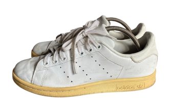 Adidas Stan Smith White Leather Off White Soles Lace Up Trainers UK 7 Men’s