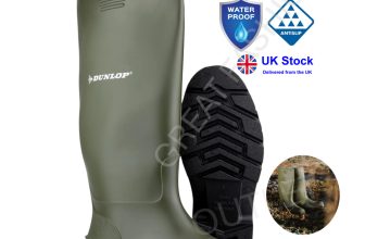 Mens Wellies Wellington DUNLOP Rubber Waterproof Boots Shoes Rain Winter NEW