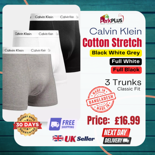 CK Calvin Klein Boxers 3 Pack Cotton Stretch Trunks Calvin klein underwear men