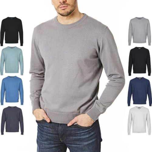 Mens Jumper Soft Knit Crew Neck Sweater Pullover Long Sleeves All Year Round