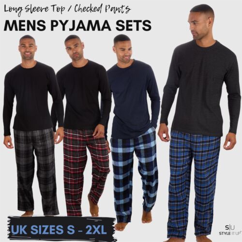 Mens Long Sleeve Pyjama Sets Cotton Rich Super Soft Nightwear Warm Loungewear UK