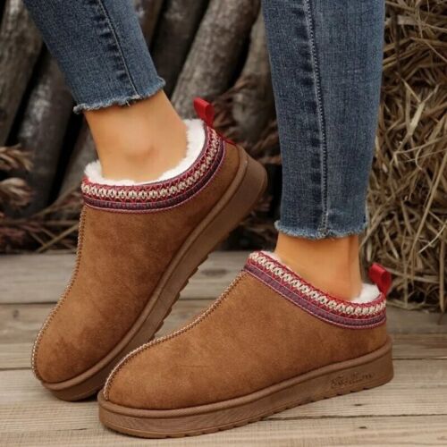 Luxury Fleece Lined Mule Slippers Platform Suede Womens Girls Fluffy Ugg Dupes