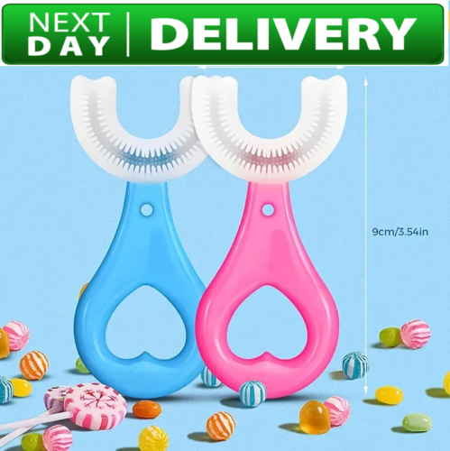 Kids Children Silicone U-shaped Toothbrush 360° Thorough Cleaning