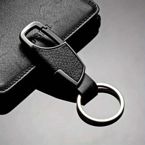 Men Creative Metal Leather Key Chain Ring Keyfob Car Keyring Keychain Gift UK