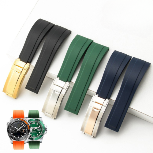 High Quality Soft Rubber Silicone Watch Band Straps Sports Mens for Rolex 20mm