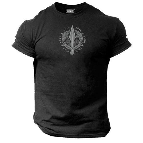 Odin Spear T Shirt Gym Clothing Bodybuilding Workout Exercise Boxing Vikings Top