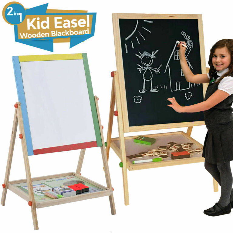 2 in 1 Kids Easel Wooden Blackboard Whiteboard Drawing Art Craft Xmas Toy Gift