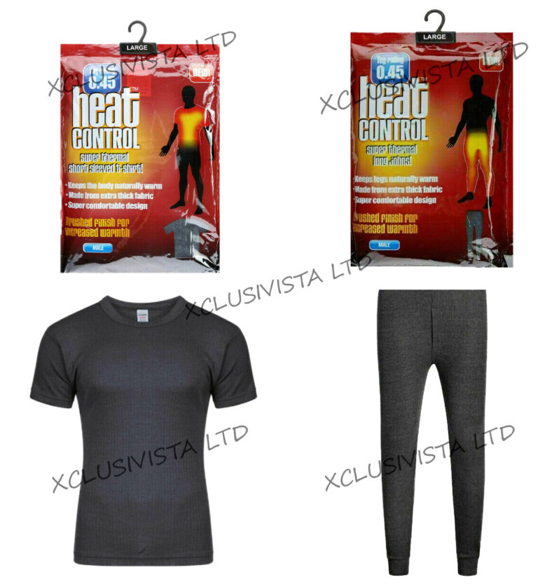 Mens Thermal Long Johns Top T Shirt Bottom Trouser Underwear Set Full Sleeve