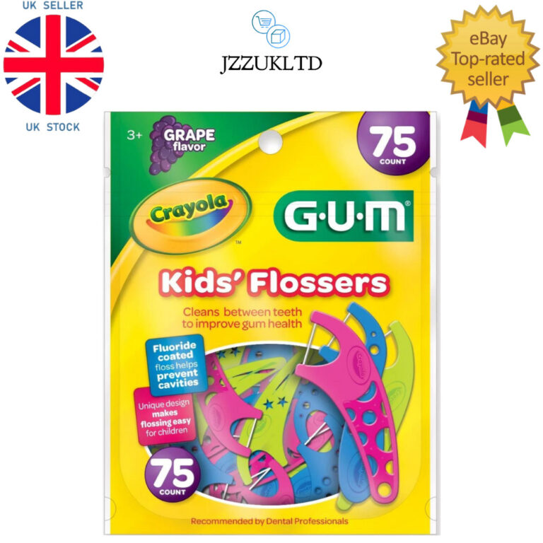 GUM-897 Crayola Kids’ Flossers, Grape, Fluoride Coated, Ages 3+, 75 Count