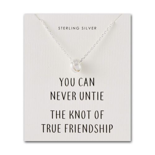 Sterling Silver Friendship Quote Knot Necklace by Philip Jones