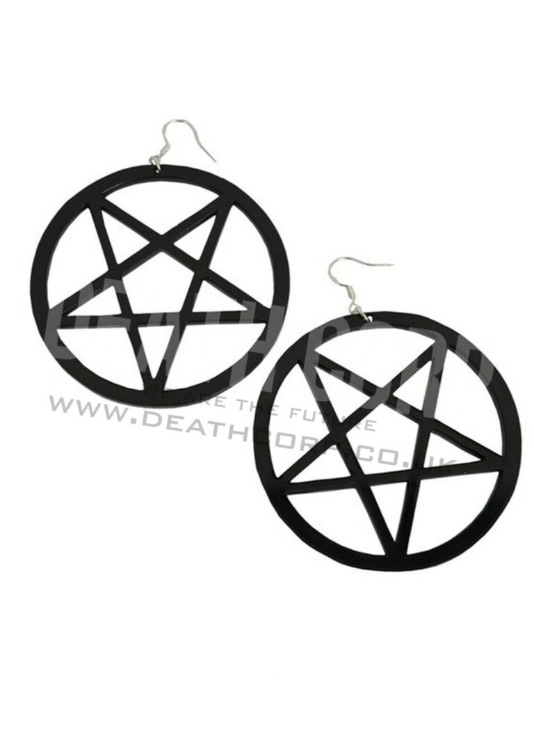 acrylic Pentagram Earrings, Pagan, Wicca, Gothic, Occult Jewellery emo UK Black