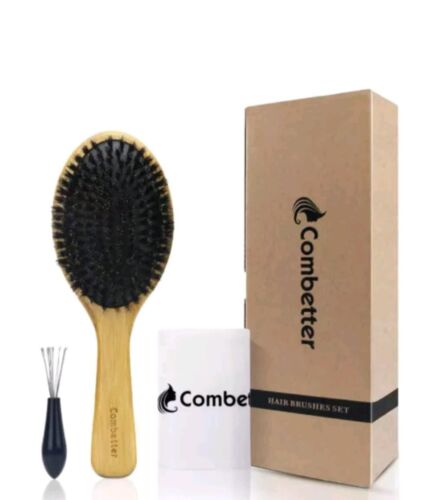 100% Boar Bristle Hair Brush, Eco-Friendly Hairbrush for Women Men &