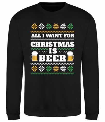 Ugly Christmas Beer Sweatshirt Adults Kids Jumper Gift Sweater Funny Alcohol