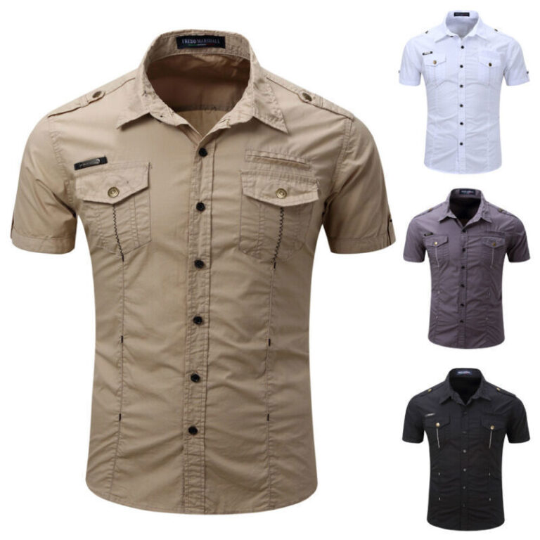 Summer Men’s Fashion Casual Dress T-Shirt Short Sleeve Shirt Tops Military Style