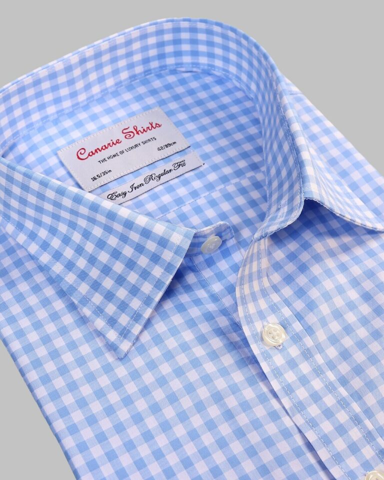 Men’s Formal Shirt Blue Gingham Luxury Regular Fit & Slim Fit