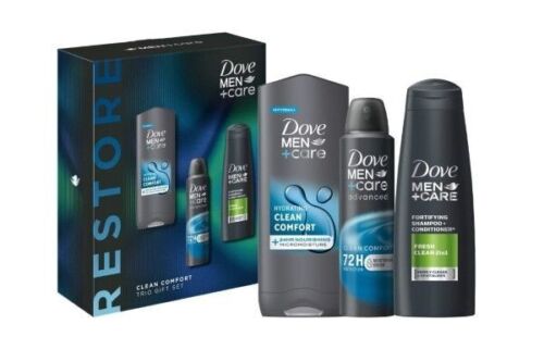 Dove Men+Care Clean Comfort Trio Gift Set – Face & body wash -shampoo -Deodorant