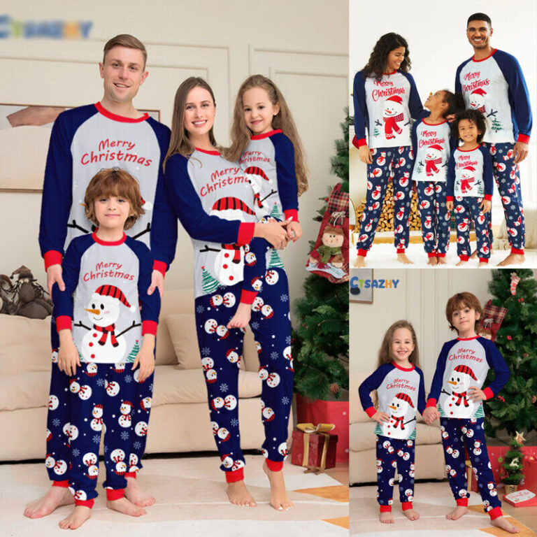 Kids Adults Christmas Family Matching Pyjamas Pajamas Snowman Sleepwear PJs Sets