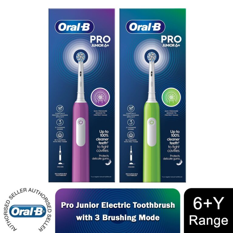 Oral-B Pro Junior Electric Rechargeable Toothbrush for Kids 6+Y, Purple or Green