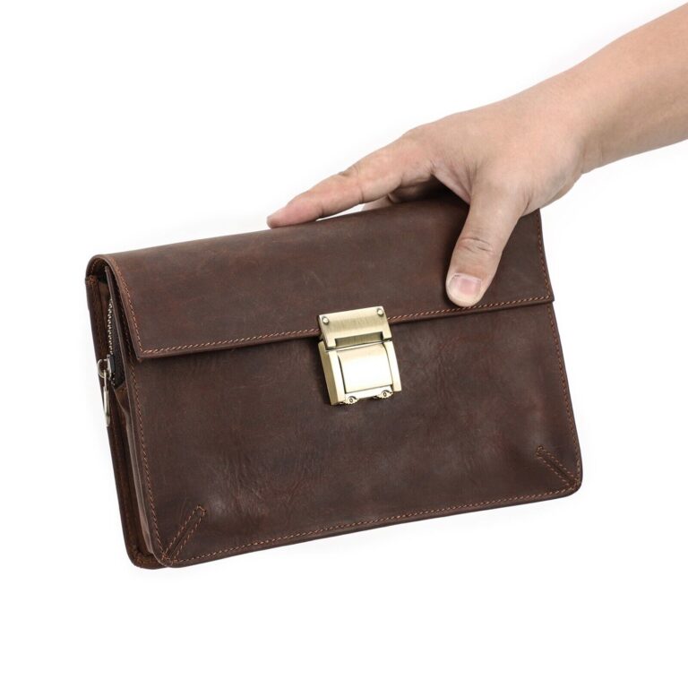 Men Genuine Leather Clutch Bag Wallet Cellphone Organizer With Combination Lock