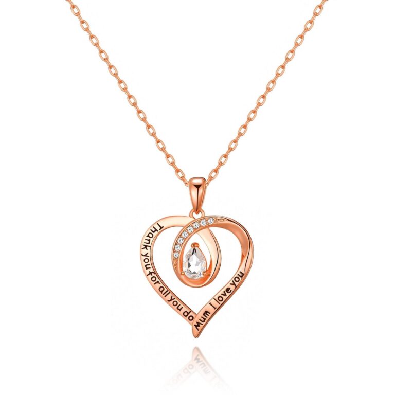 Rose Gold Plated Mum I Love You Quote Necklace Created with Zircondia® Crystals