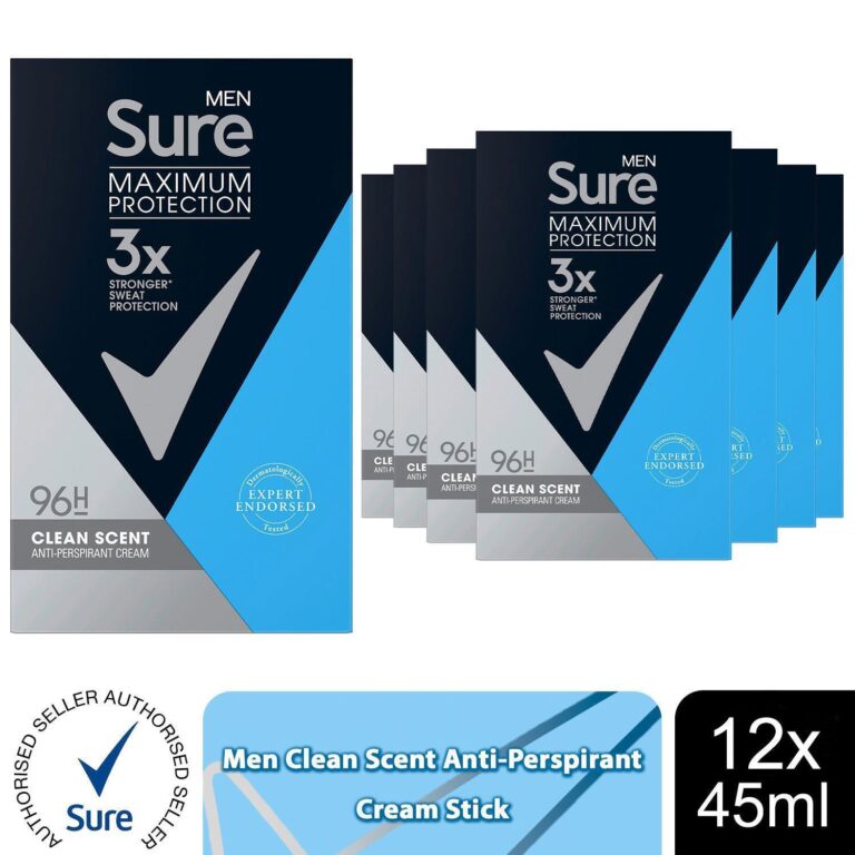 Sure Men Maximum Protection Clean Scent Anti-Perspirant Deodorant, 12 Pack, 45ml