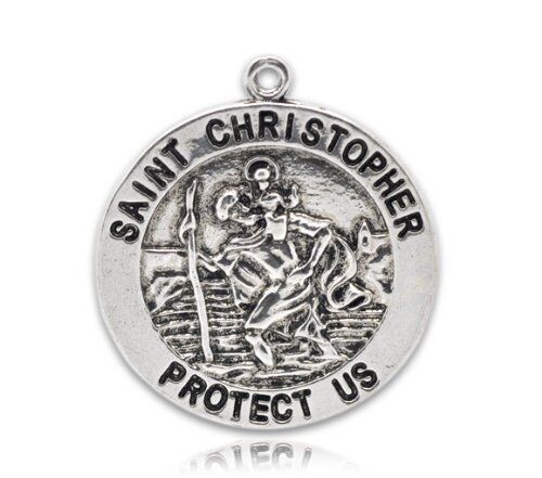 4 x Saint St Christopher Medallion Charms Pendant Jewellery Making Silver