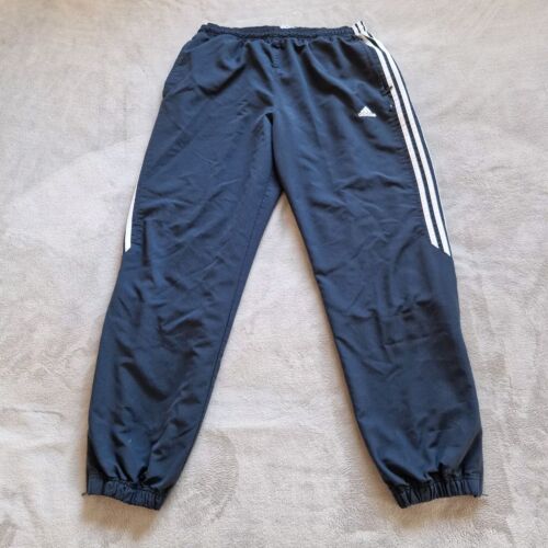 Adidas Lined Track Pants Mens L Large Blue Zip Pockets Straight Leg Stretch Y2K