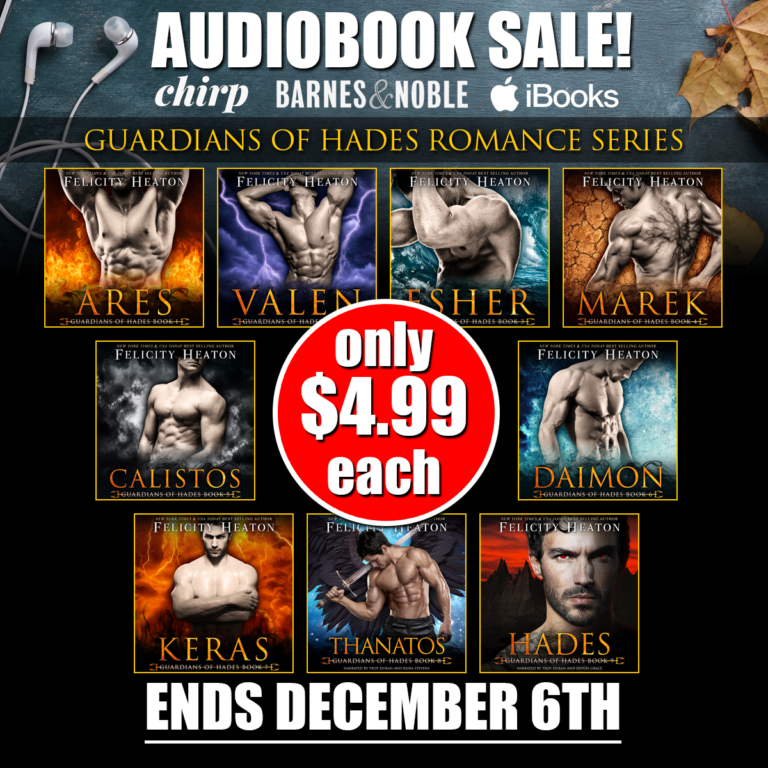 Audiobook Flash Sale – Guardians of Hades Paranormal Romance Series – Only $4.99 Each – Felicity Heaton