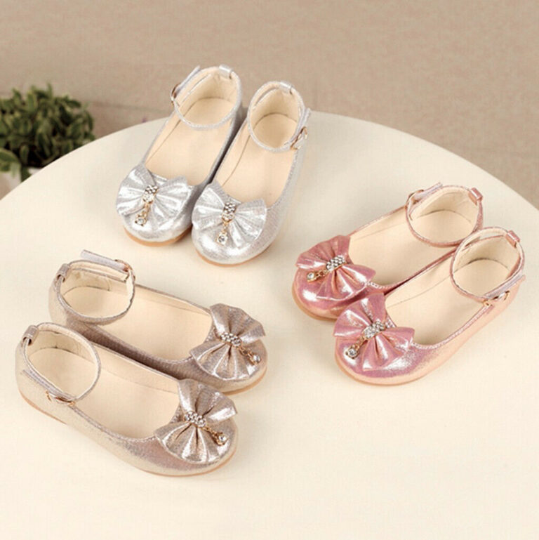 Children Infant Kids Baby Girls Bowknot Crystal Dance Shallow Single Shoes