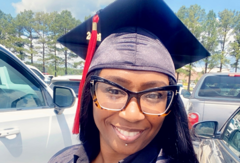 Kimberly Broadway in a grad cap