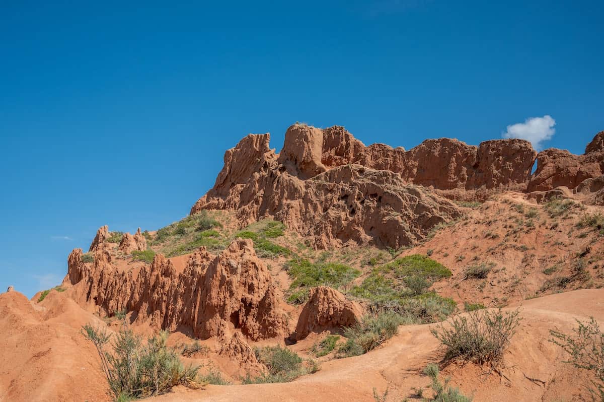rock formations at Fairytale Canyon Skazka in Kyrgyzstan