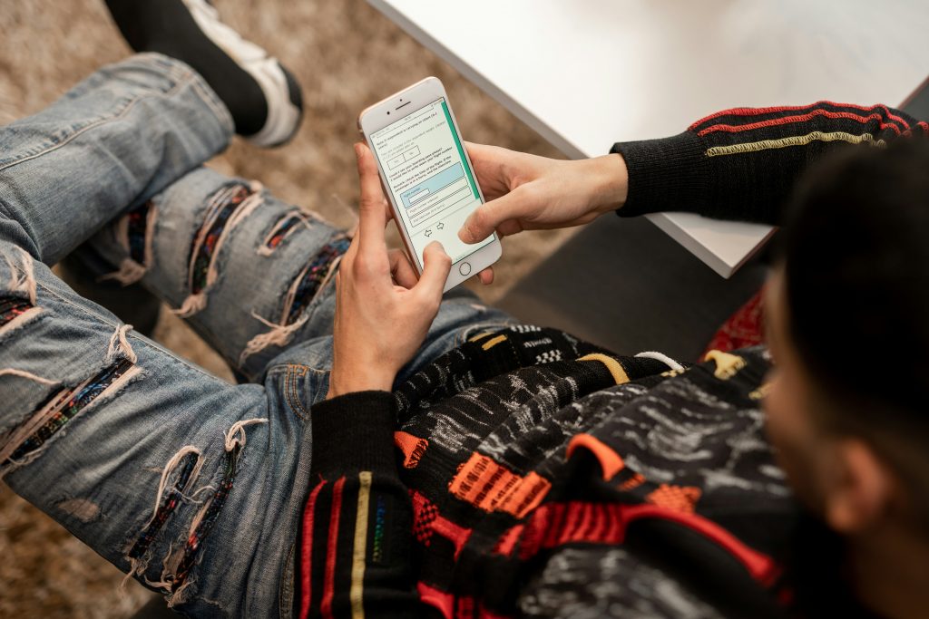 Young man looking at phone