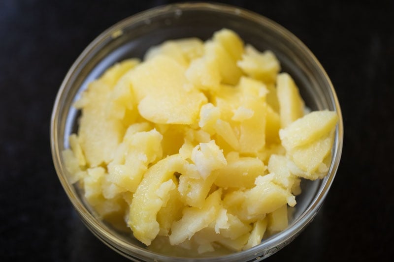 peeled and chopped boiled potatoes. 