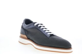 Di Bianco Avellino Mens Gray Leather Lace Up Lifestyle Trainers Shoes