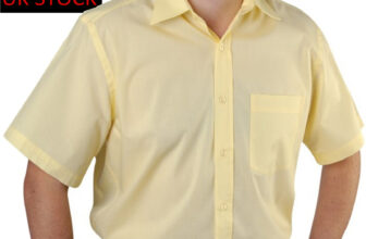 Mens Short Sleeve Formal Collar Shirt Yellow Casual Easy Care Workwear Office UK