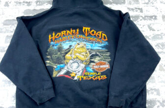 Vintage Harley Davidson Hoodie Men XL Black Sweatshirt Y2K Horny Toad Y2K Faded