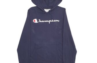 CHAMPION Hoodie Spellout Jumper Sweatshirt Womens S