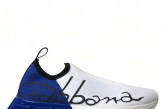 Dolce & Gabbana White Blue Sorrento Low Top Men Casual Sneakers Men’s Shoes