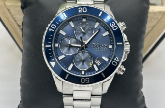 BOSS MENS WATCH 1513907 STAINLESS STEEL SILVER BRACELET BLUE DIAL SILVER CASE UK