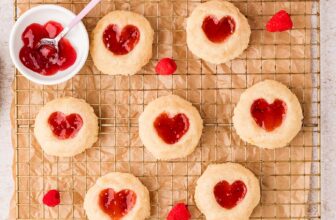 Heart-Shaped Raspberry Thumbprint Cookies (Simple and Buttery)
