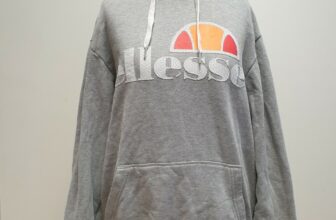 X813 WOMENS ELLESSE GREY DRAWSTRING SWEATSHIRT PULLOVER HOODIE UK 10 M EU 38