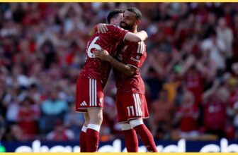 (Video) Robertson hugs tearful Salah during Anfield farewell