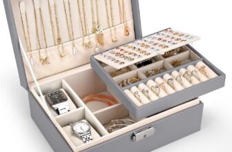 Jewellery Box for Women,2 Layer Jewellery Organiser Box with 2 Watch Pillows NEW