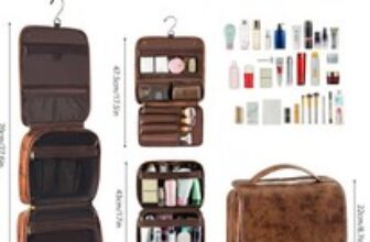 Water Resistant Leather Toiletry Bag Travel Bag Makeup Bag Wash Bag Men & Women