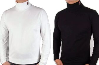 Fila Men Turtle Roll Neck Retro Long Sleeve Cotton T-shirt Pullover Top S-4XL