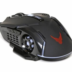 Varr Gaming USB Wired Mouse, Black (with 4 LED backlights), Adjustable DPI (800, 1200, 1600 or 2400dpi), Six Button with Scroll Wheel, Popular USB-A connection, Optical, Blister