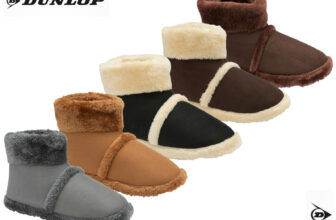 Mens Boot Slippers Dunlop Warm Soft Faux Fur Lining Outdoor Sole House Shoes